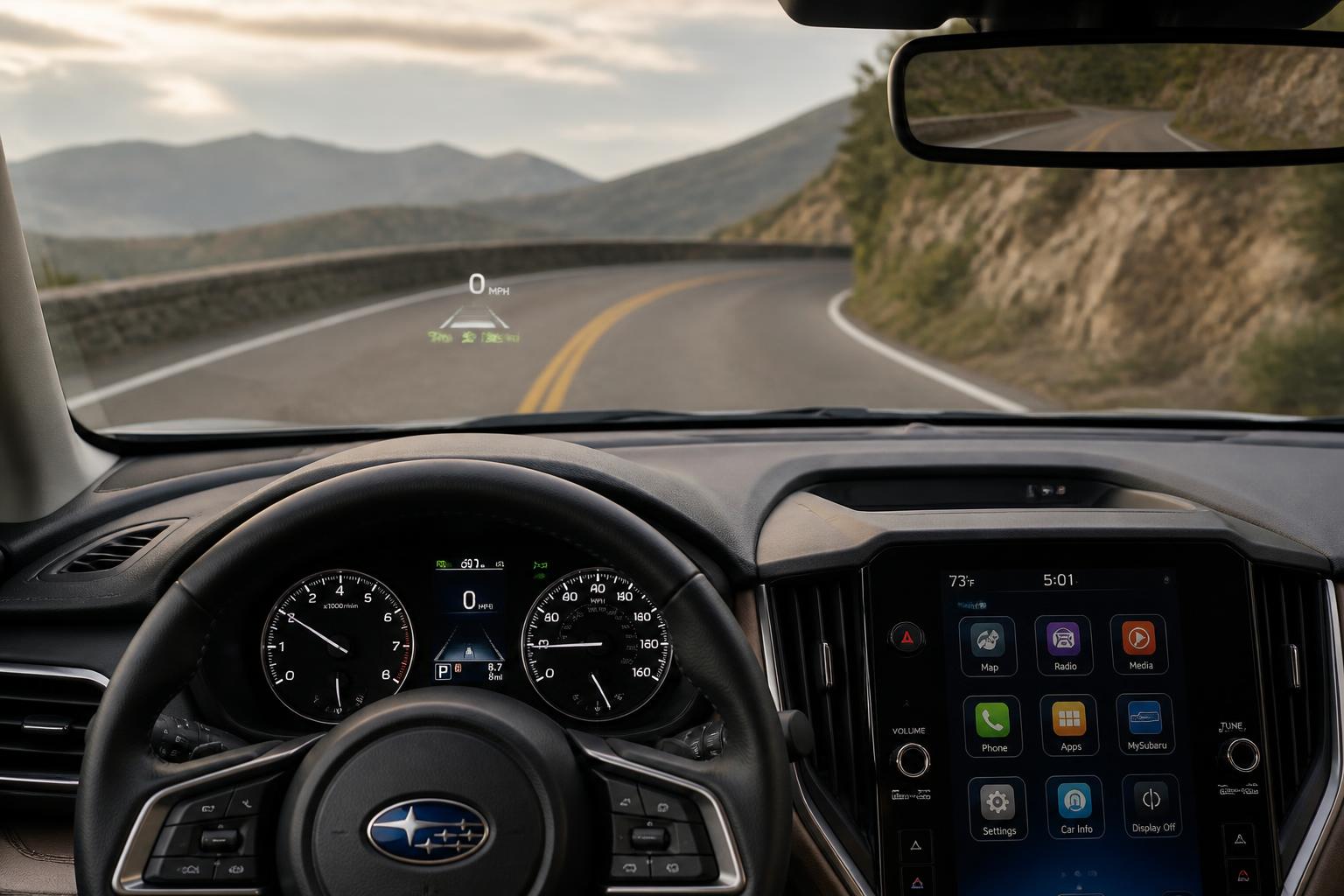 Illustration for: Current Subaru Models Featuring Heads-Up Display