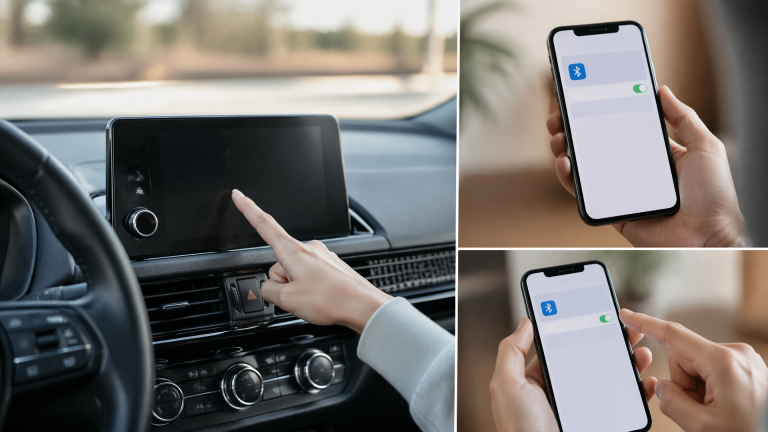 Car dashboard showing Honda infotainment screen and steering wheel controls