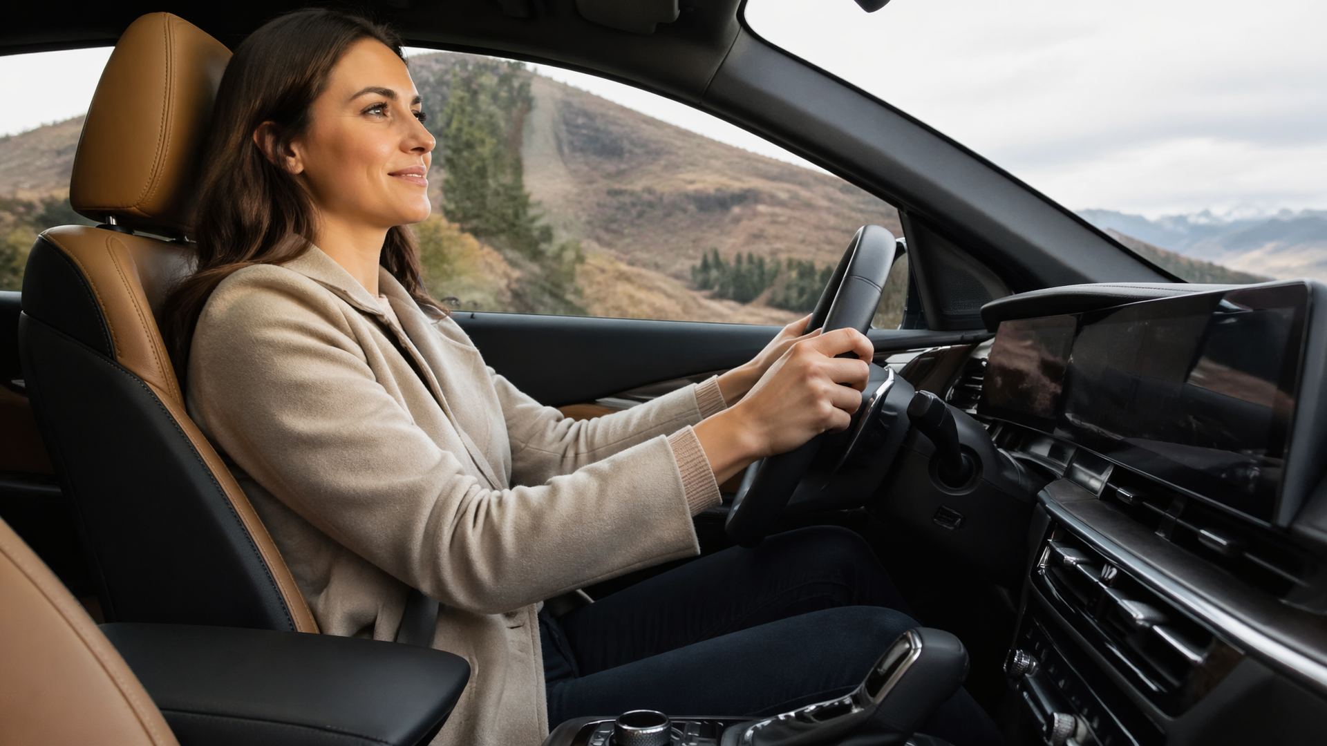 Kia dashboard and drive mode selector showing Smart Mode highlighted with instrument cluster visible