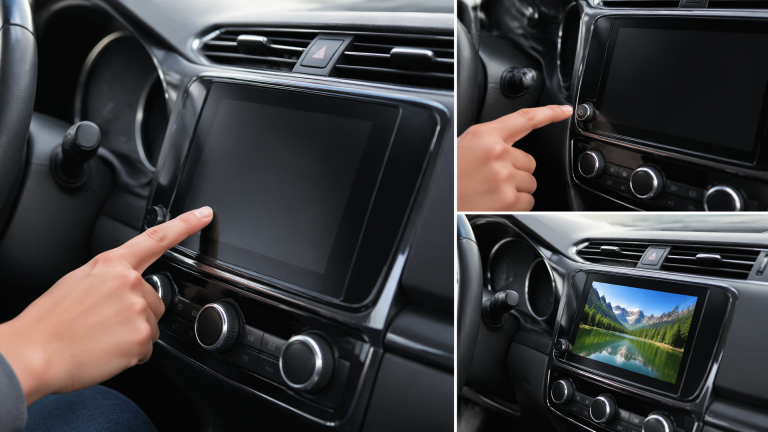 Car dashboard showing Honda infotainment screen with system reboot in progress