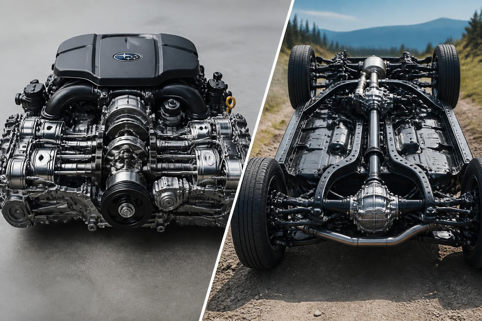 Illustration for: What Makes Subaru Different: Boxer Engines and Symmetrical All-Wheel Drive