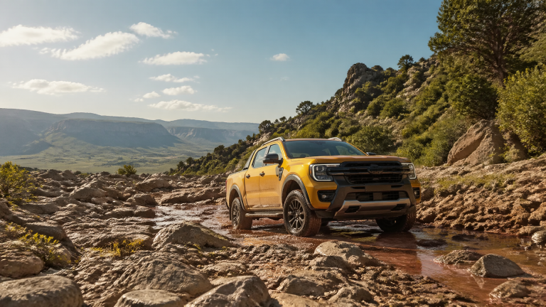 Ford Ranger dashboard showing 4WD selector and terrain drive controls