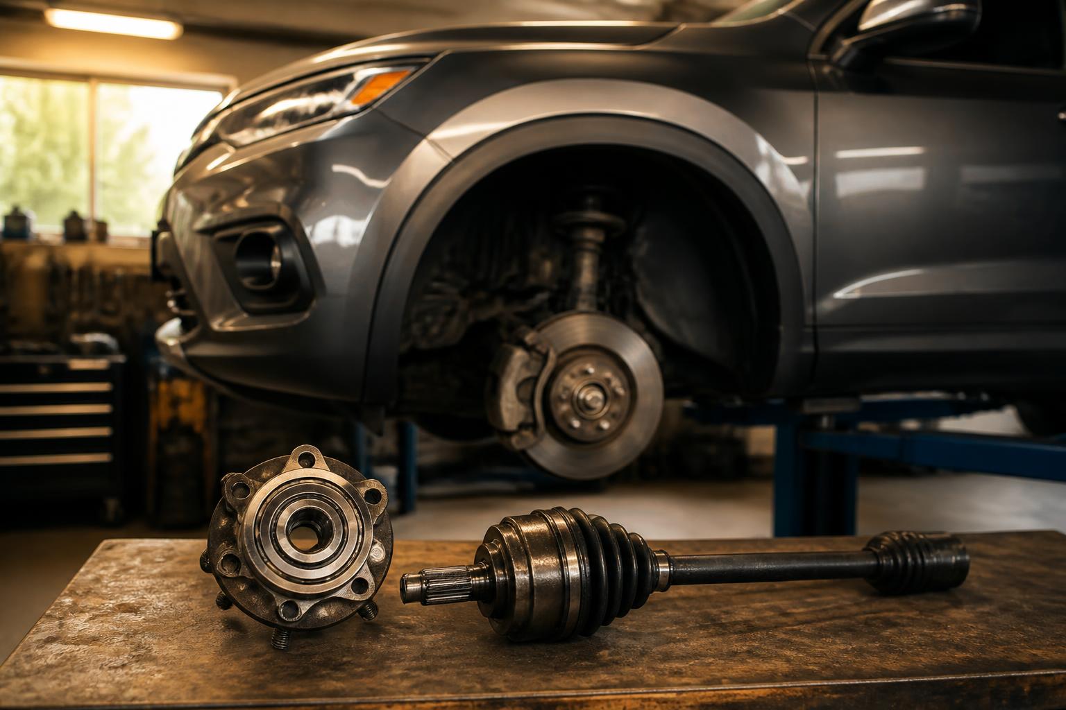 Featured image for article: Wheel Bearing and CV Axle Noise: Humming, Clicking, and Replacement